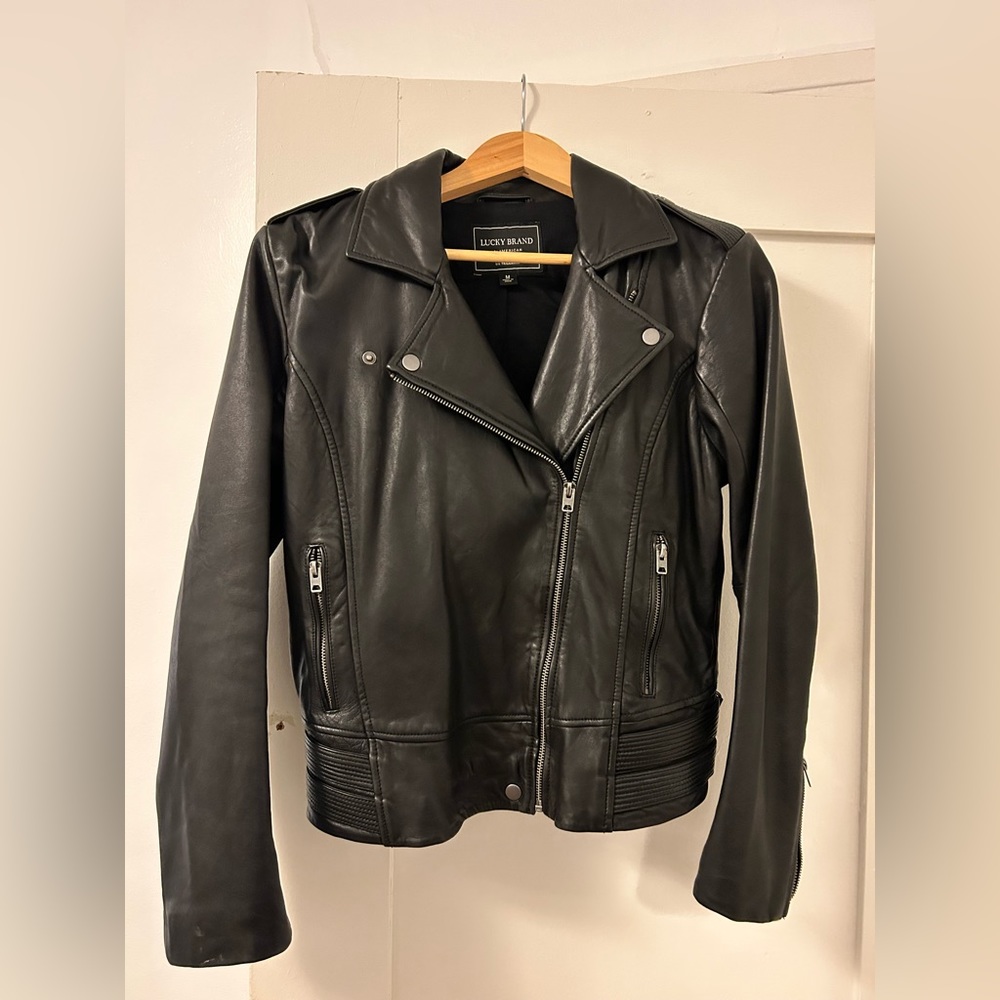 Motto biker leather jacket